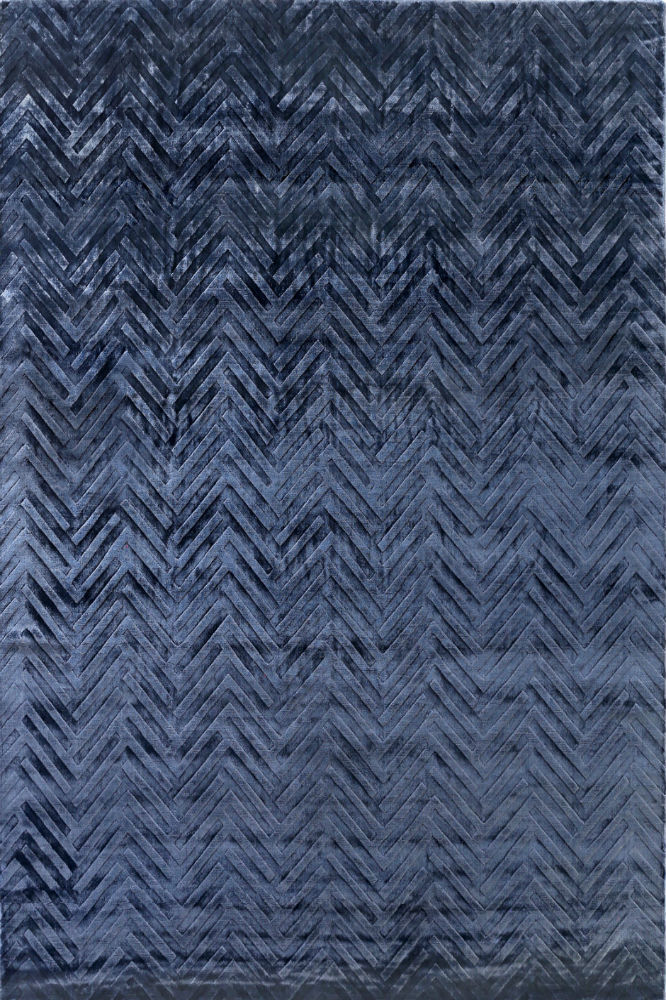 BLUE CHEVRON HAND KNOTTED CARPET