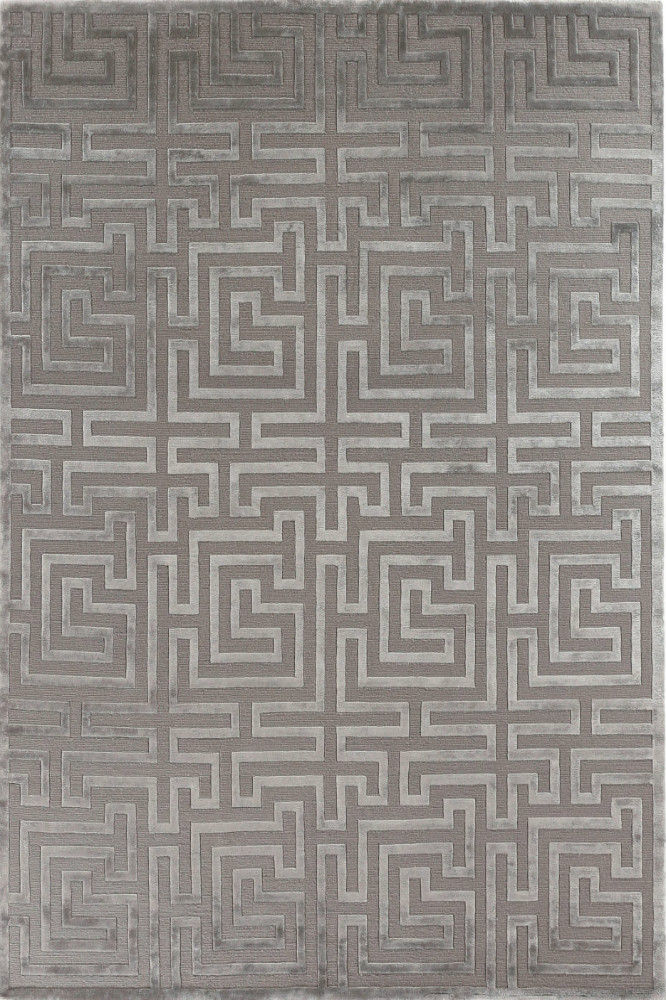 GREY GEOMETRIC HAND KNOTTED CARPET