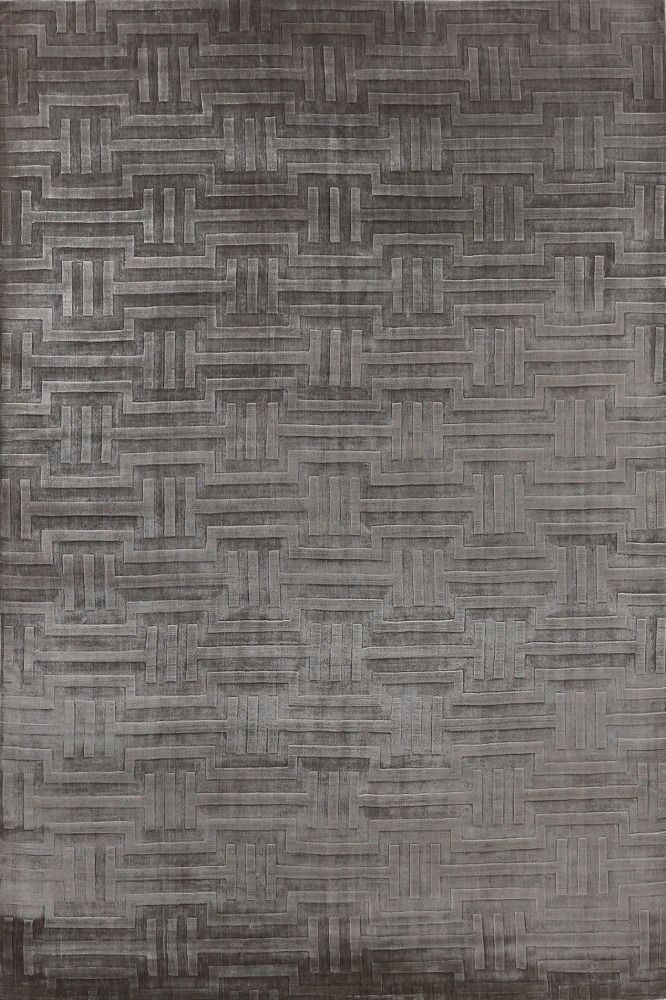 GREY GEOMETRIC HAND KNOTTED CARPET