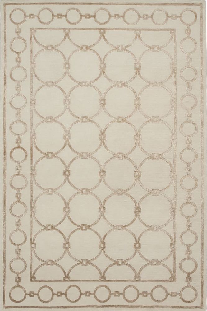 BEIGE GEOMETRIC HAND KNOTTED CARPET
