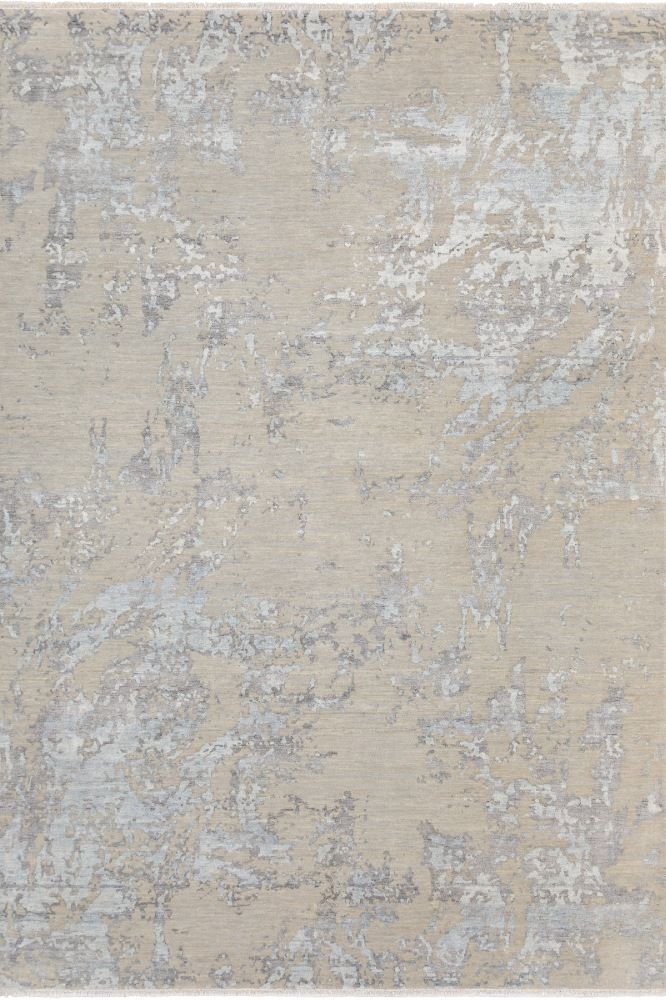 BEIGE SILVER BESPOKE HAND KNOTTED CARPET