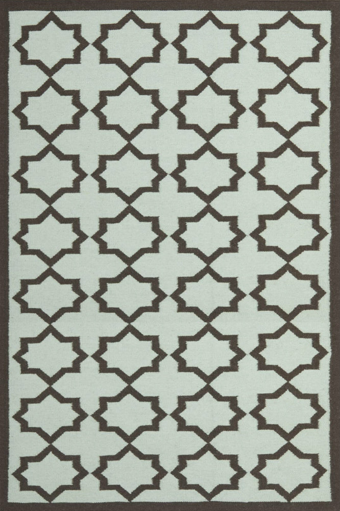 BLUE AND BLACK GEOMETRIC HAND WOVEN DHURRIE