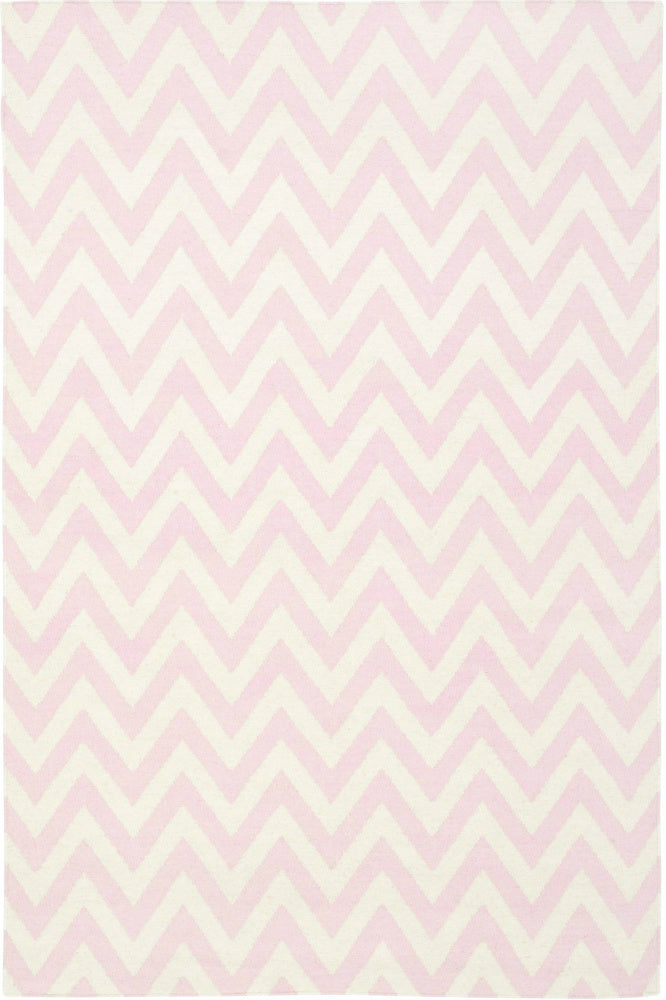 PINK IVORY CHEVRON HAND WOVEN DHURRIE