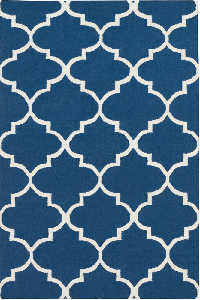 BLUE AND WHITE MOROCCAN HAND WOVEN DHURRIE