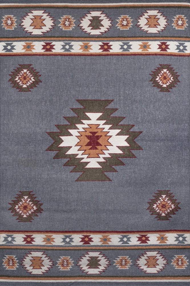 GREY AZTEC KILIM HAND WOVEN DHURRIE