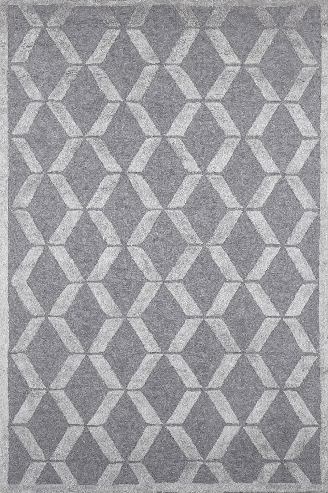 GREY TRELLIS HAND TUFTED CARPET