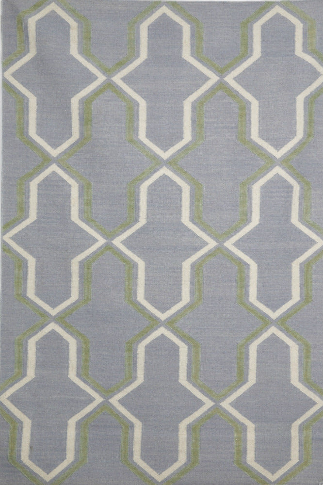 BLUE TRELLIS HAND WOVEN DHURRIE