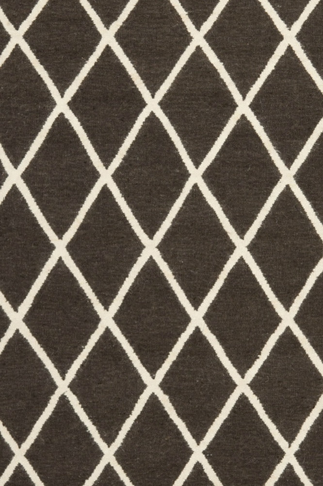 BROWN AND IVORY GEOMETRIC HAND WOVEN DHURRIE