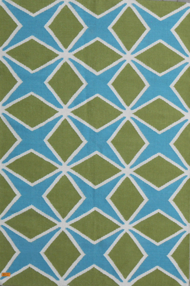 GREEN TRELLIS HAND WOVEN DHURRIE