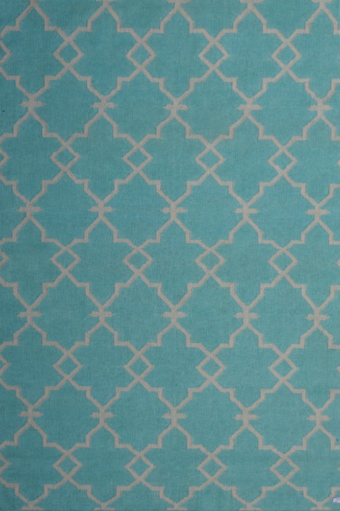 BLUE AND WHITE MOROCCAN HAND WOVEN DHURRIE
