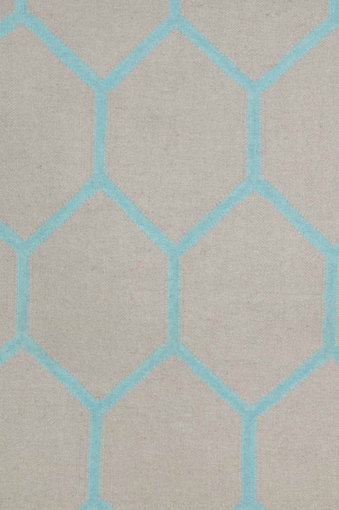GREY BLUE HONEYCOMB HAND WOVEN DHURRIE - Imperial Knots