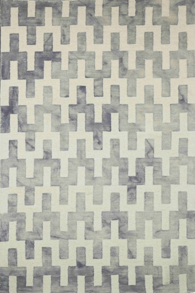 GREY DIP DYED WISHBONE HAND TUFTED CARPET - Imperial Knots