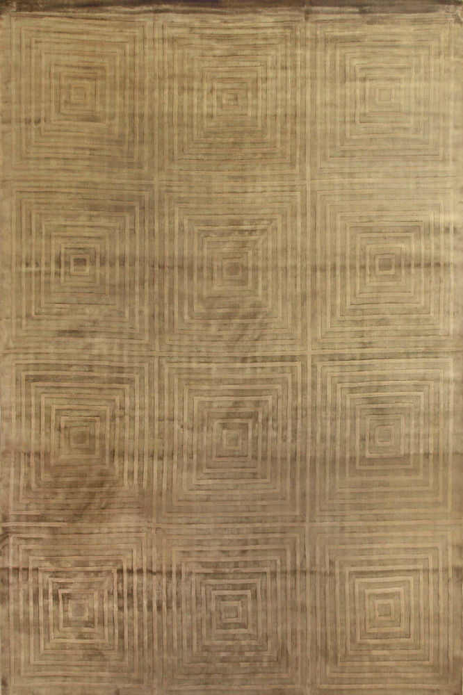 BEIGE SOLID HAND KNOTTED CARPET