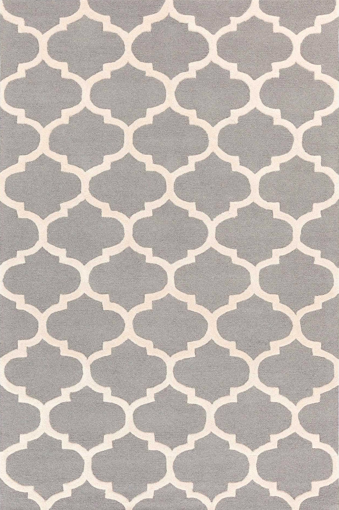 GREY AND IVORY MOROCCAN HAND WOVEN DHURRIE