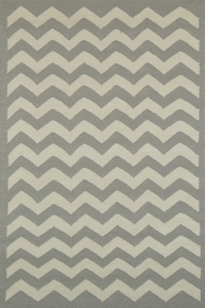 GREY CHEVRON HAND WOVEN DHURRIE