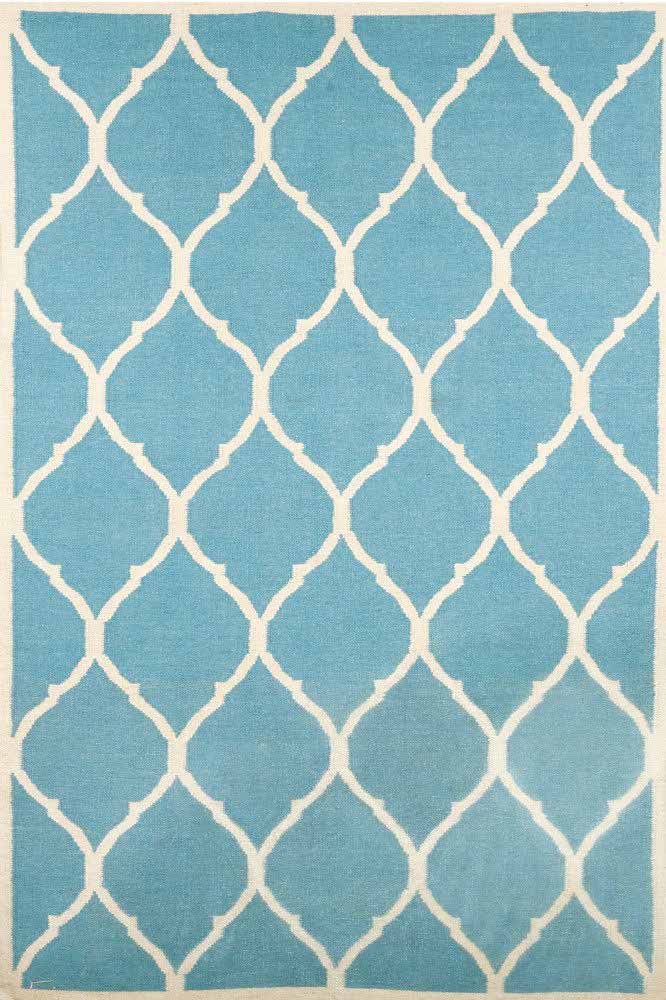 BLUE IVORY MOROCCAN HAND WOVEN DHURRIE