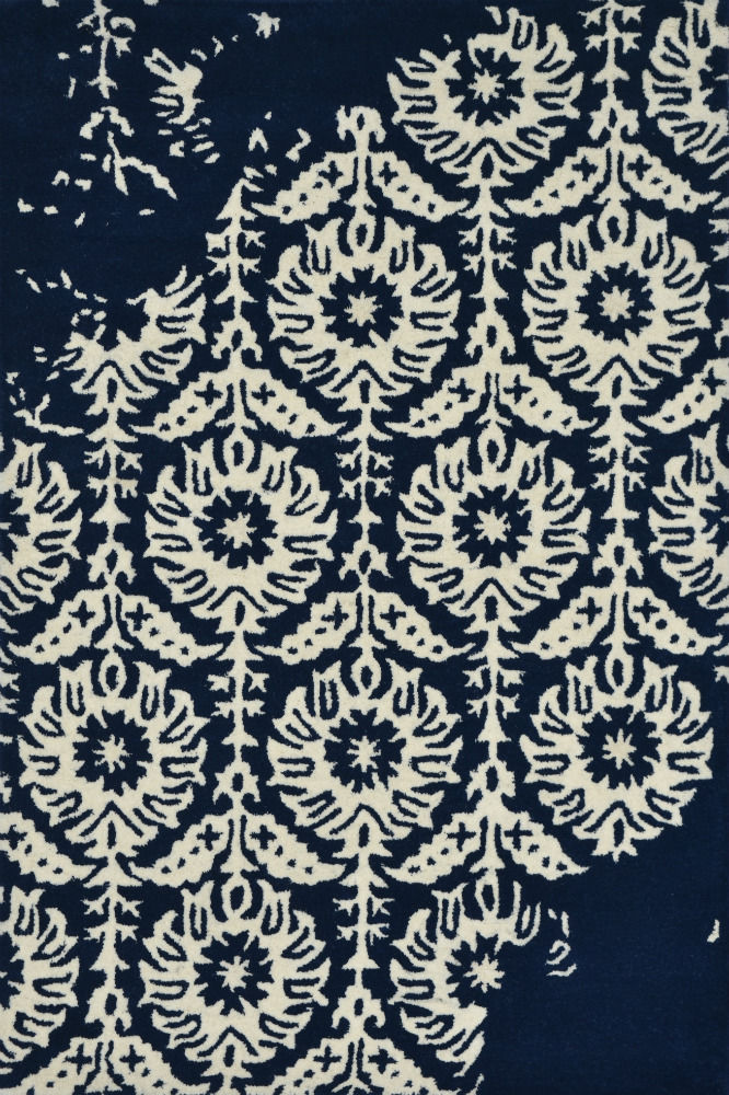 BLUE IVORY FLORAL HAND TUFTED RUG