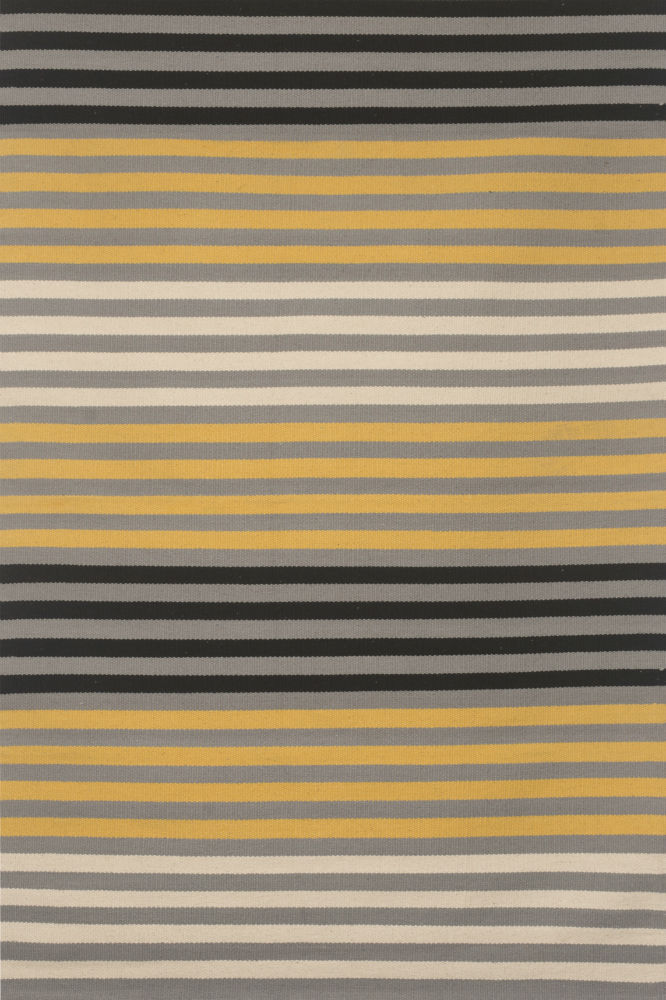 YELLOW BLACK STRIPES HAND WOVEN COTTON DHURRIE