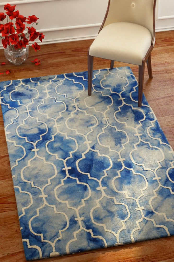 BLUE DIP DYED MOROCCAN HAND TUFTED CARPET