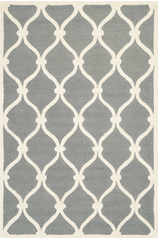 GREY AND IVORY GEOMETRIC HAND TUFTED CARPET