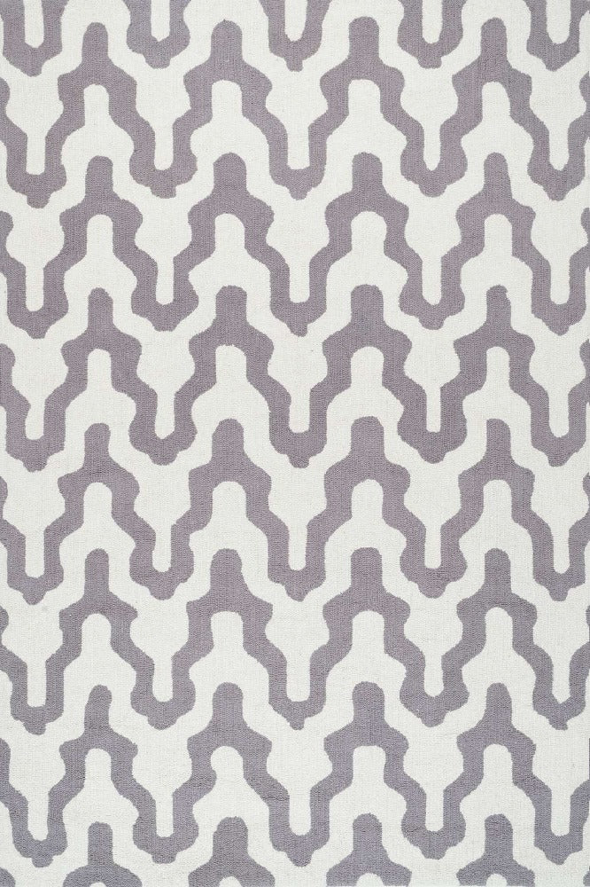 GREY AND WHITE CHEVRON HAND TUFTED CARPET