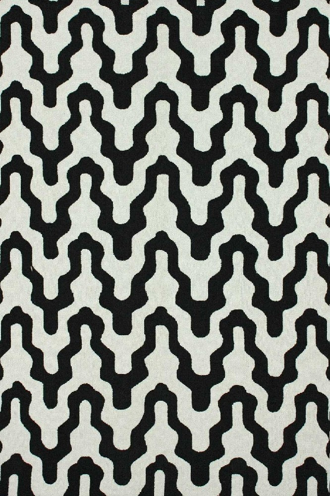BLACK AND WHITE CHEVRON HAND TUFTED CARPET