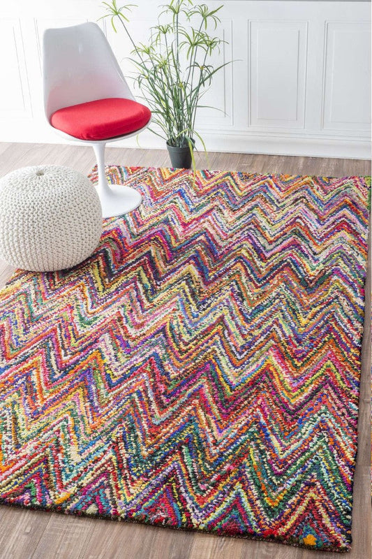 MULTICOLOR CHINDI HAND TUFTED CARPET by Imperial Knots - Image 2