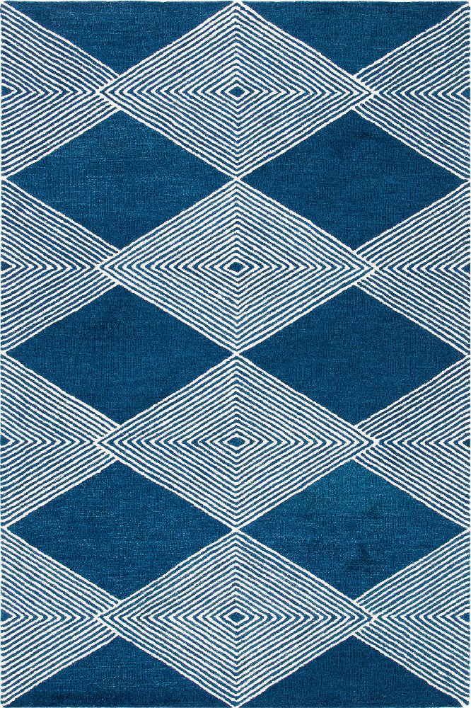 BLUE GEOMETRIC HAND TUFTED CARPET