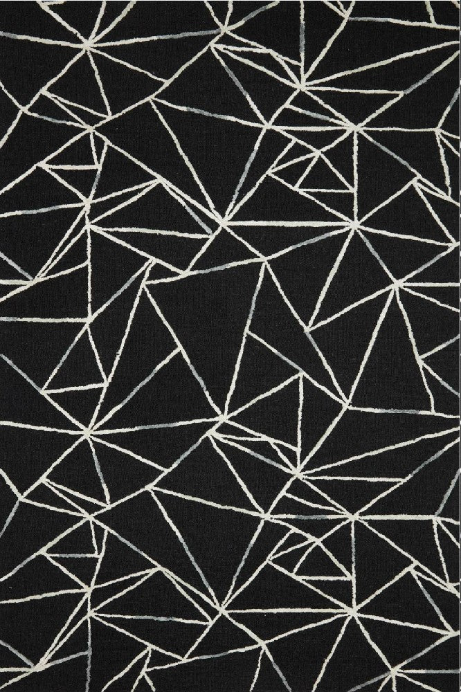 BLACK GEOMETRIC HAND TUFTED CARPET