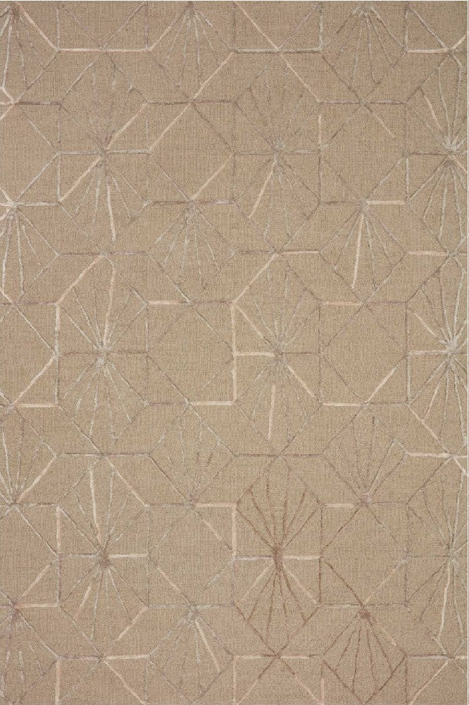 BEIGE GEOMETRIC HAND TUFTED CARPET