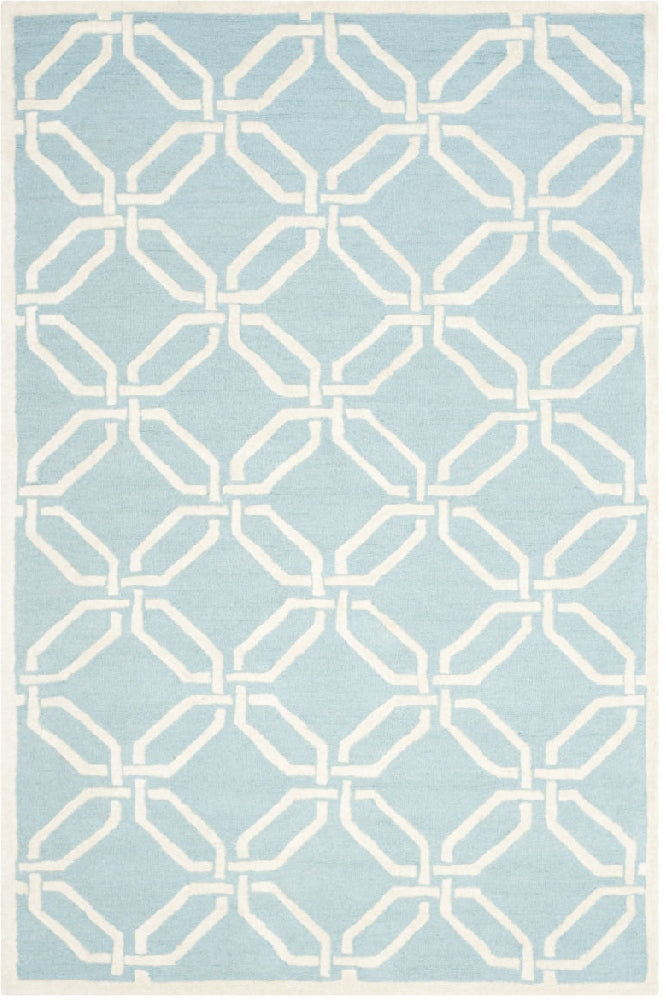 BLUE AND IVORY GEOMETRIC HAND TUFTED CARPET