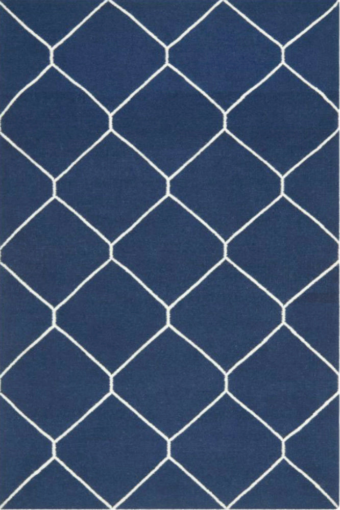 BLUE TRELLIS HAND TUFTED CARPET