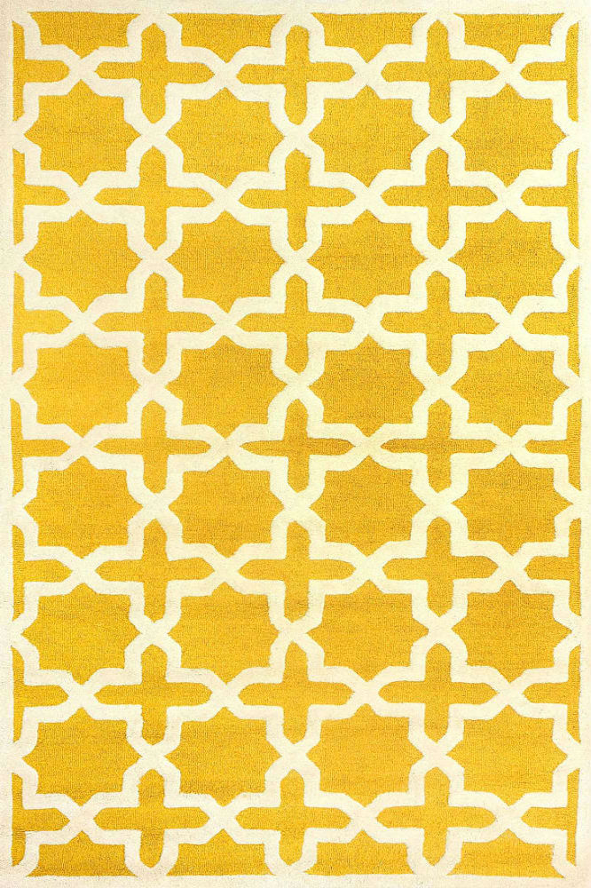 YELLOW TRELLIS HAND TUFTED CARPET