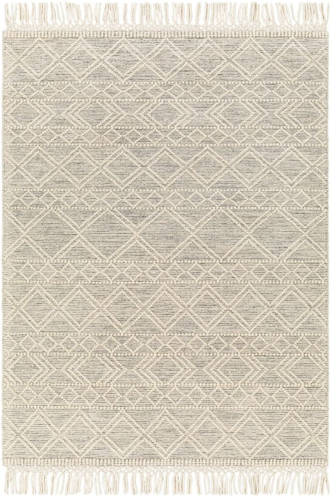 IVORY AND BLACK KILIM HAND WOVEN DHURRIE