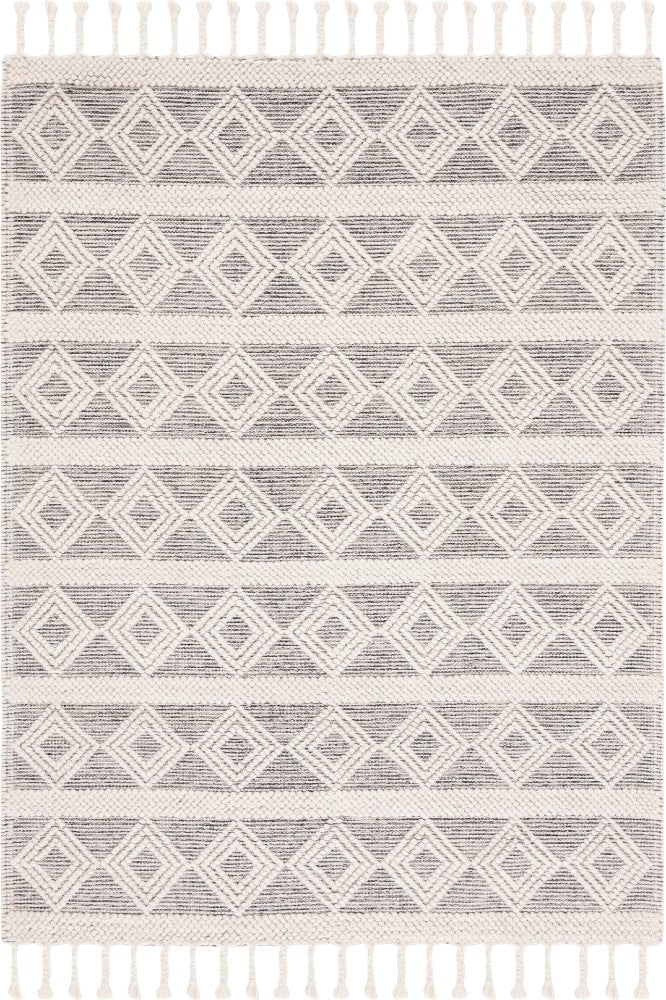 IVORY AND BLACK KILIM HAND WOVEN DHURRIE