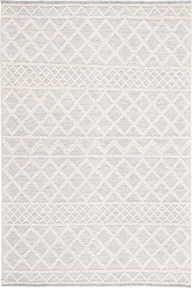 IVORY AND LIGHT BLUE KILIM HAND WOVEN DHURRIE