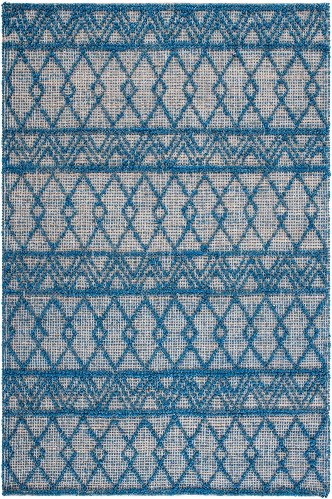BLUE AND NATURAL JUTE KILIM HAND WOVEN DHURRIE
