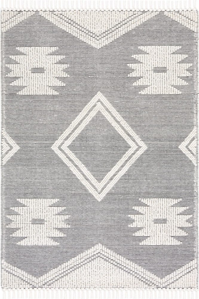 IVORY AND BLACK KILIM HAND WOVEN DHURRIE