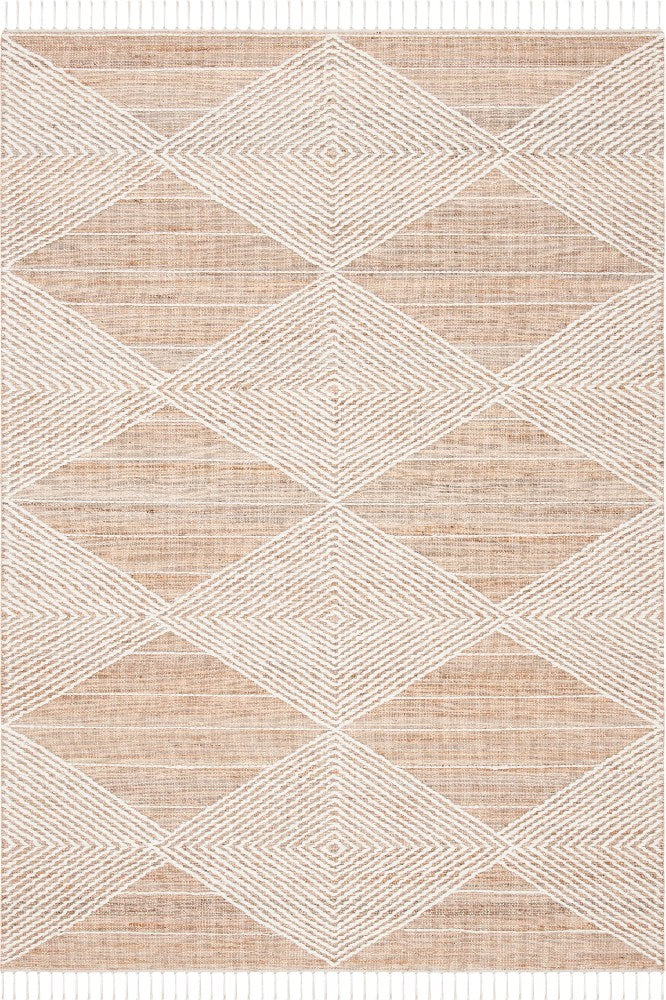 NATURAL IVORY GEOMETRIC JUTE HAND WOVEN DHURRIE