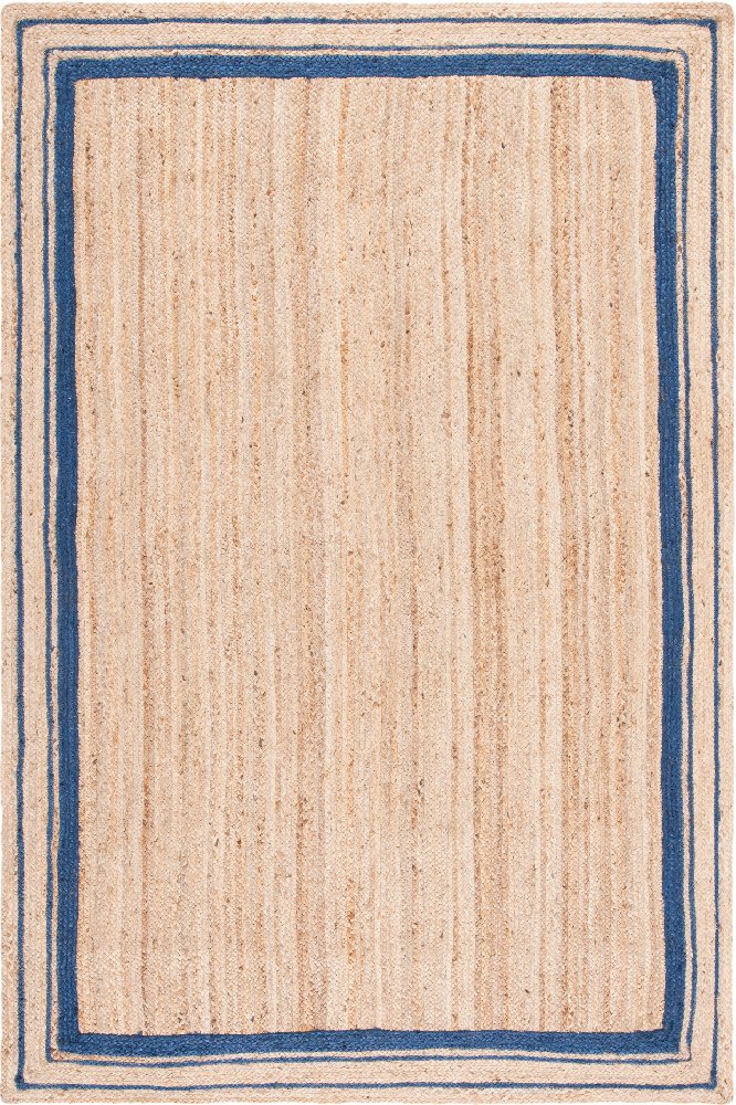 NATURAL AND BLUE JUTE HAND WOVEN DHURRIE