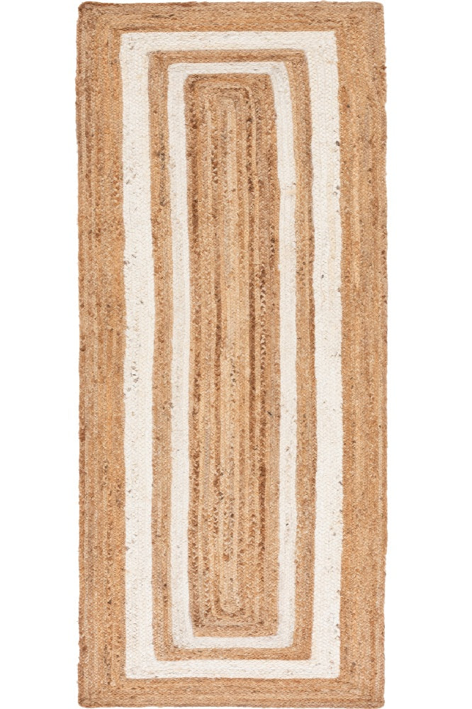 NATURAL AND IVORY JUTE HAND WOVEN DHURRIE
