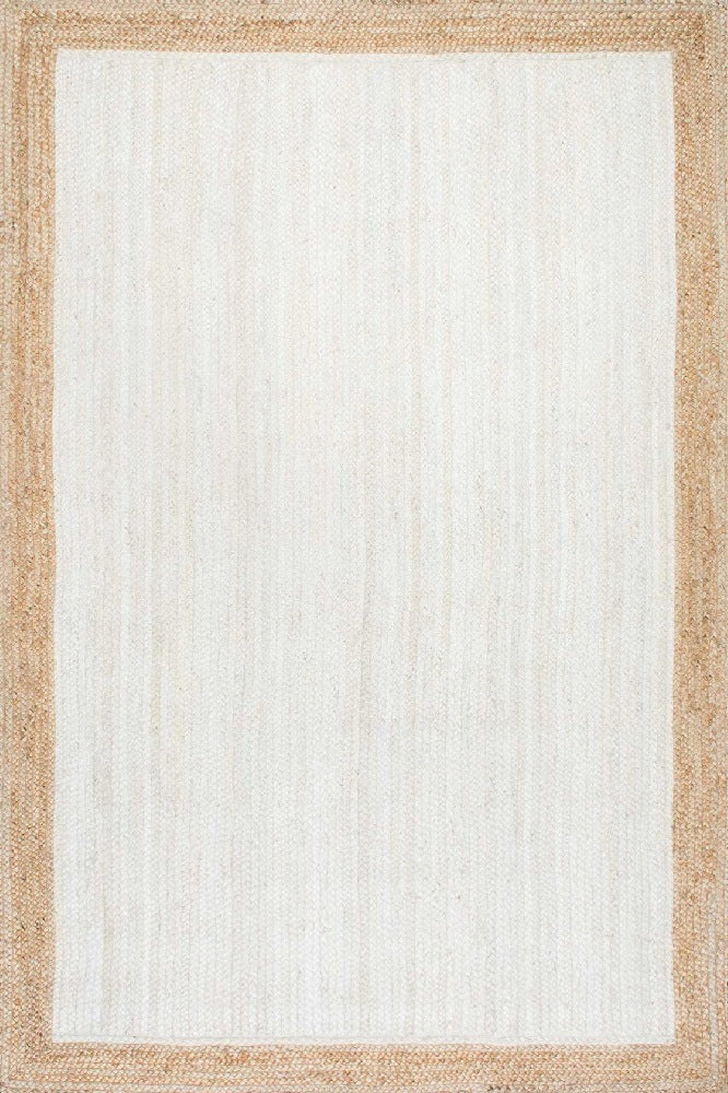 IVORY AND NATURAL JUTE HAND WOVEN DHURRIE