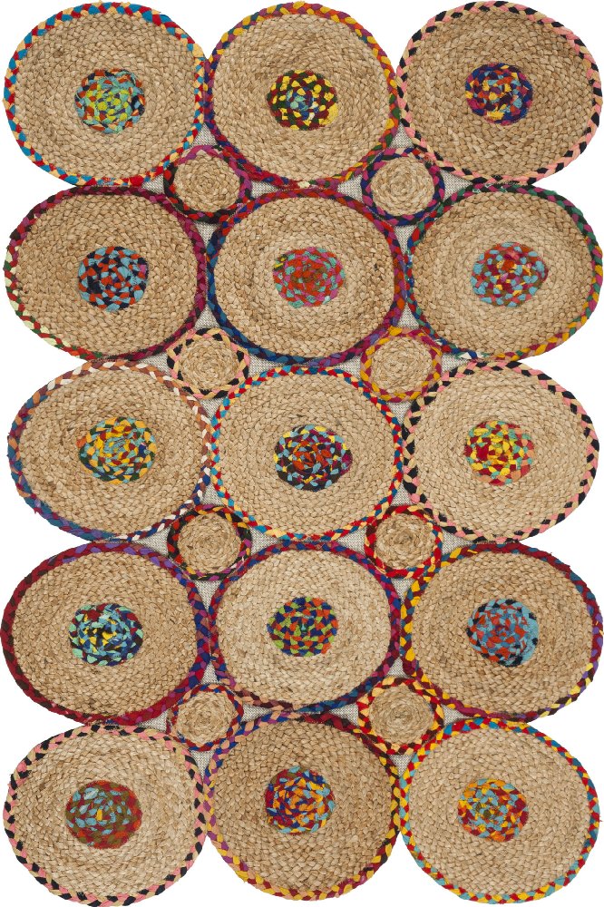 MULTICOLOR CHINDI AND JUTE HAND WOVEN DHURRIE