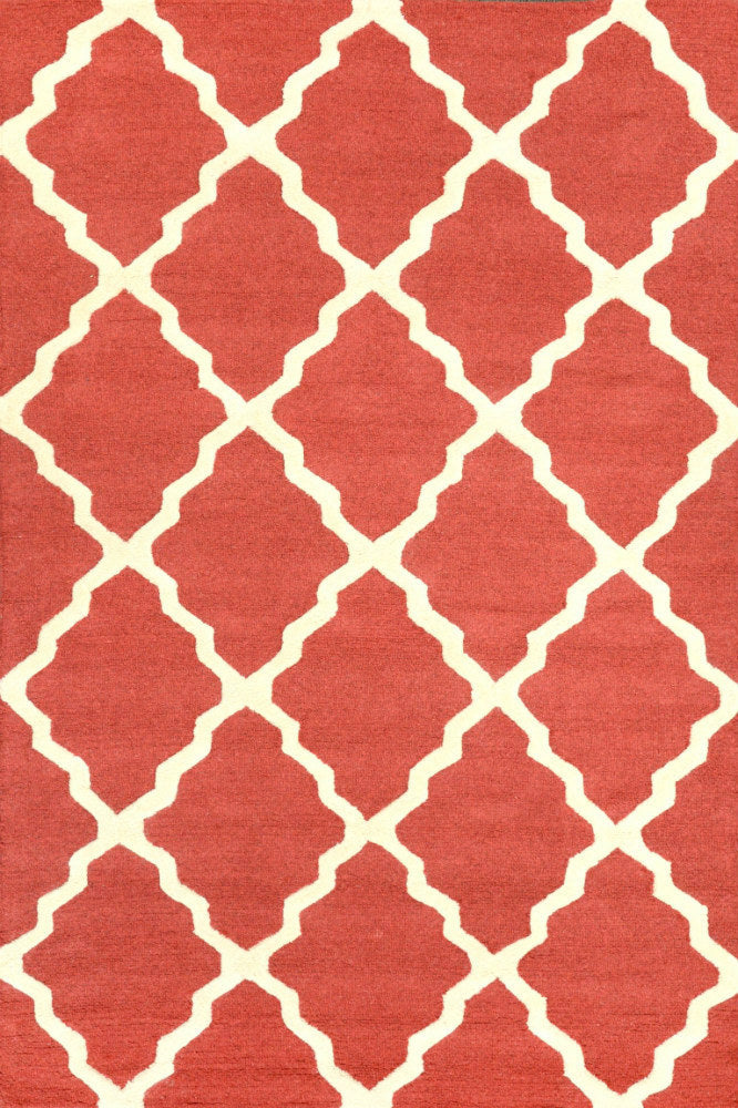 RED TRELLIS HAND TUFTED CARPET