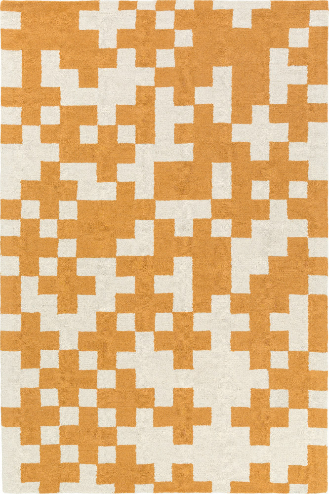 ORANGE PIXEL HAND TUFTED CARPET