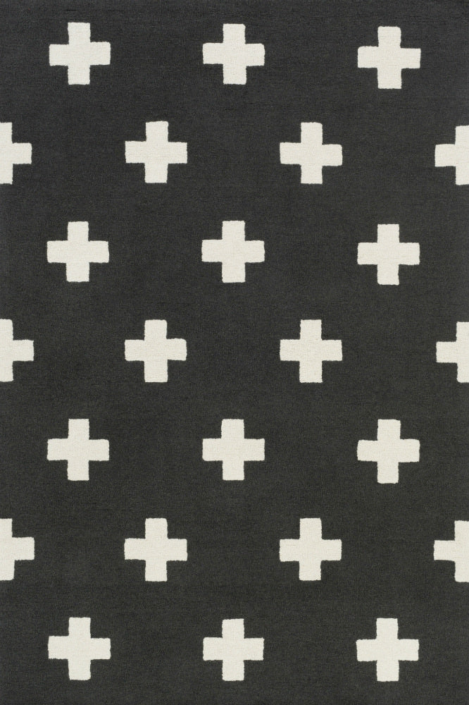 BLACK AND WHITE CROSS HAND TUFTED CARPET
