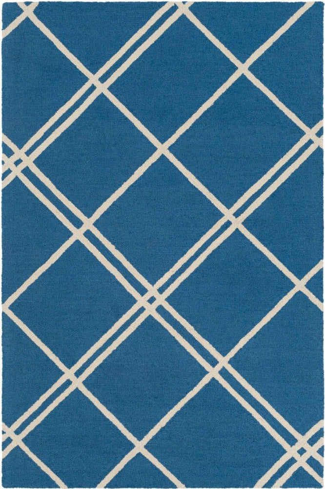 BLUE AND WHITE GEOMETRIC HAND TUFTED CARPET