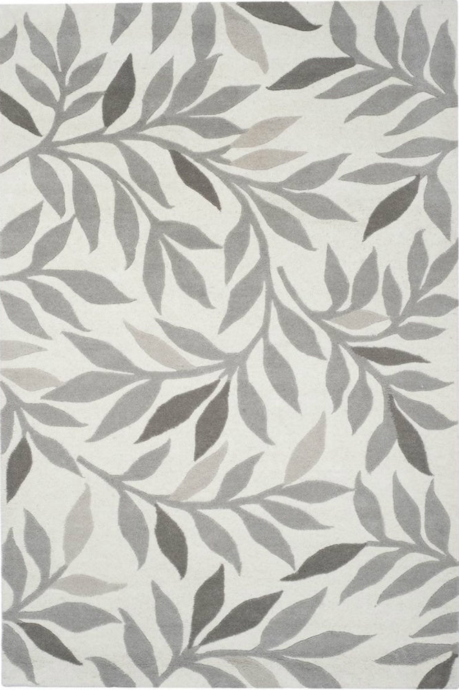 GREY IVORY PAISLEY MODERN HAND TUFTED CARPET