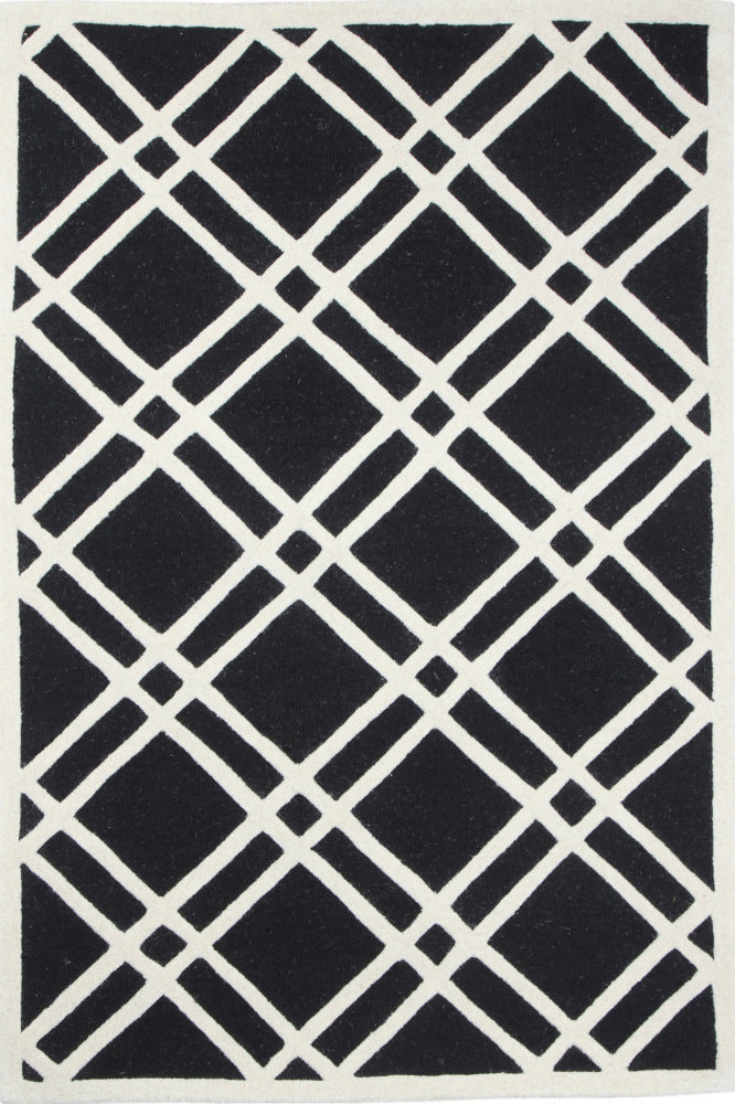 BLACK AND WHITE GEOMETRIC HAND TUFTED CARPET