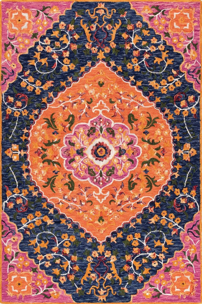 PINK AND BLUE PERSIAN HAND TUFTED CARPET